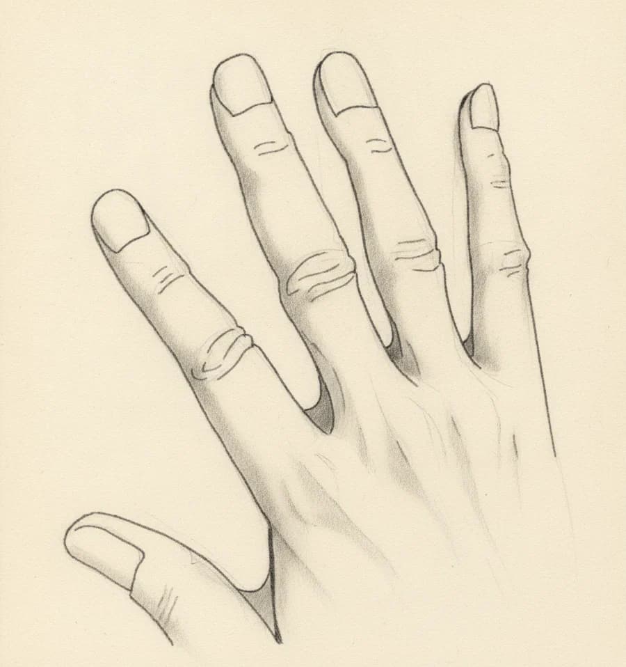 Rétraction des phalanges du médius et de l'annulaire