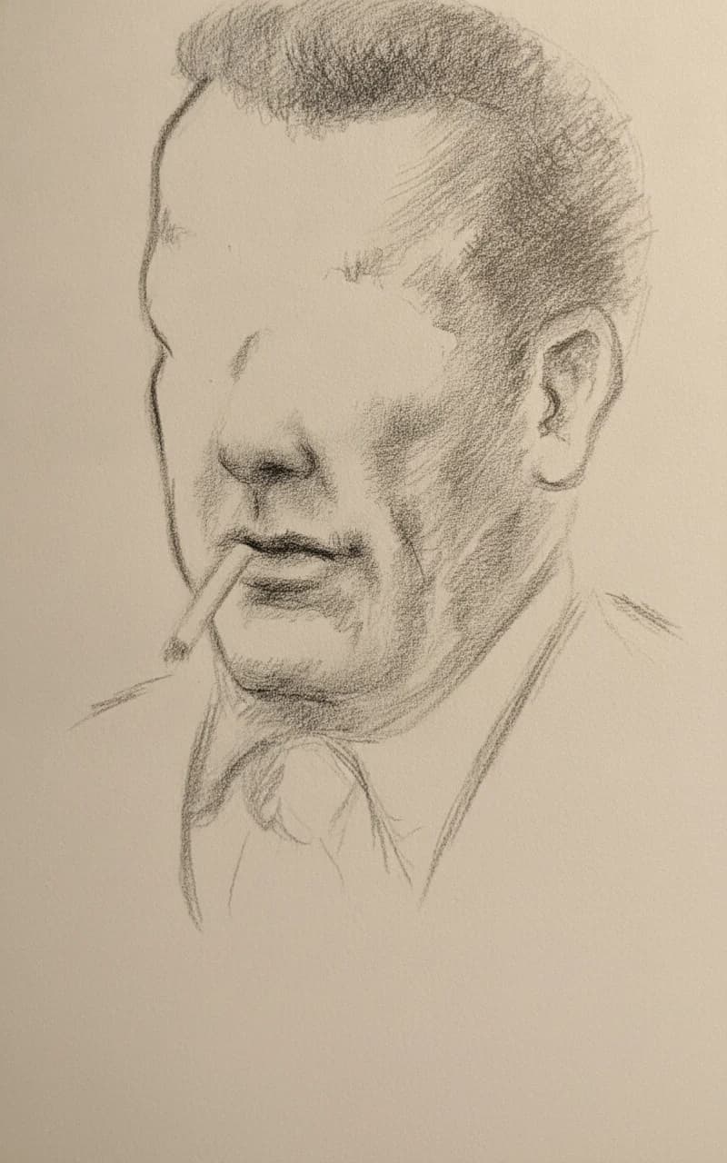 Portrait d'Humphrey Bogart (regard gouaché en blanc)